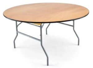 Round Wood Folding Table (60", seats 6 - 8)